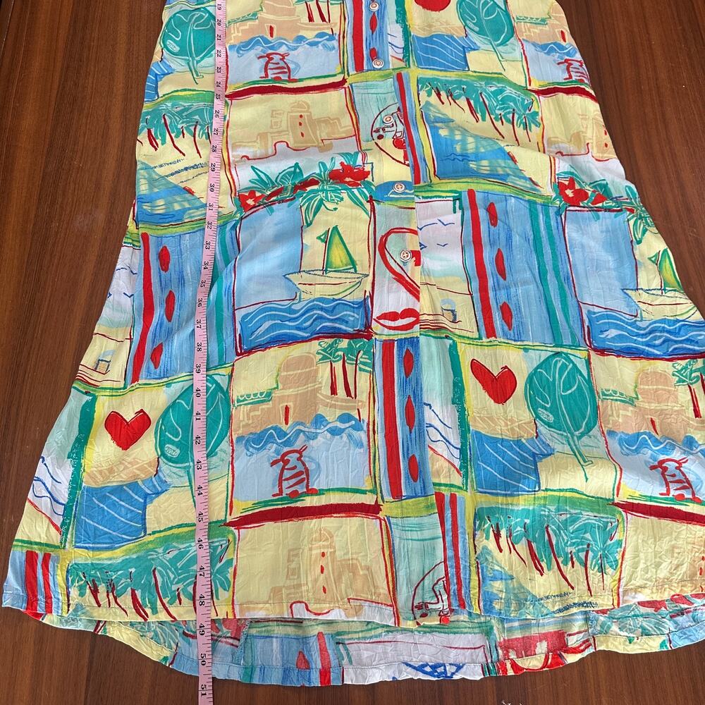Jams world Colorful Button Front Sleeveless Midi Beachy Dress, Art to Wear, XL - Picture 9 of 12
